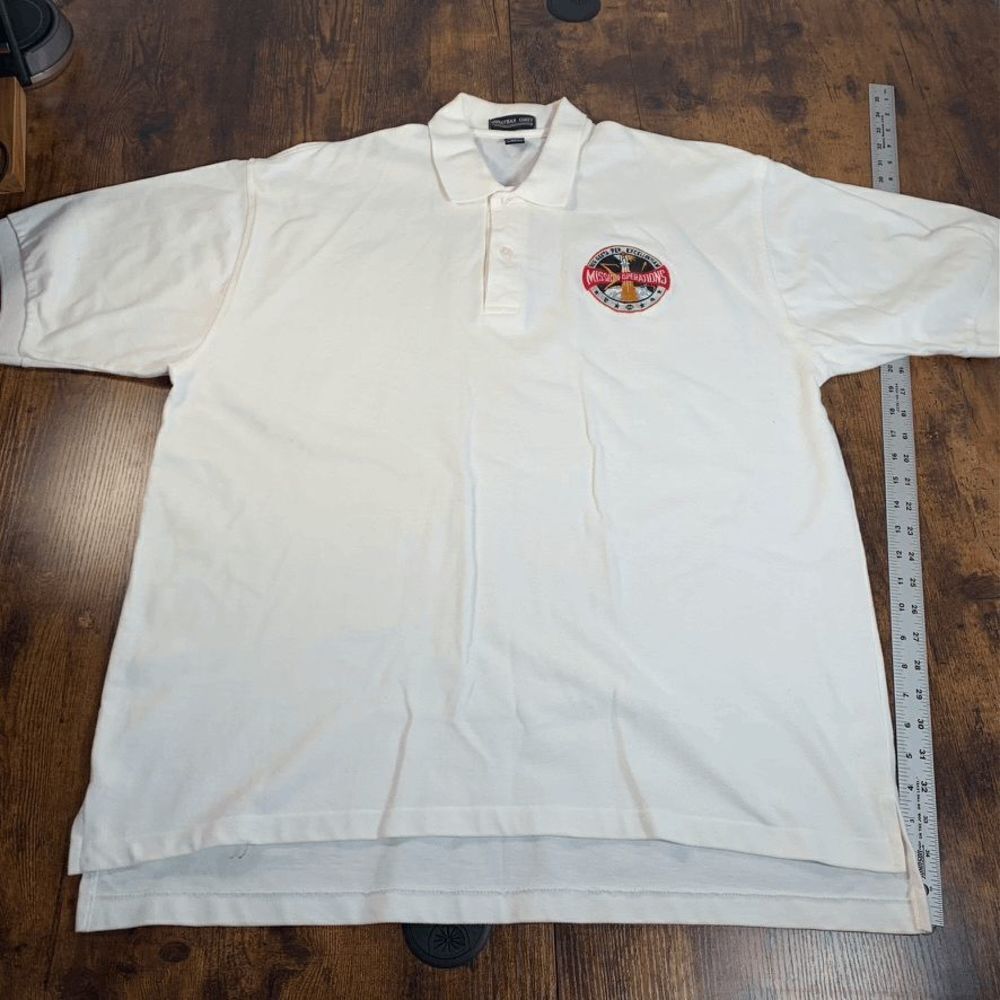 Vintage Jonathan Corey Embroidered Nasa MOD Mission Men's Polo‎ Shirt White XXL